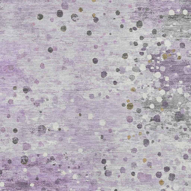 8' X 10' Lavender And Ivory Abstract Washable Indoor Outdoor Area Rug