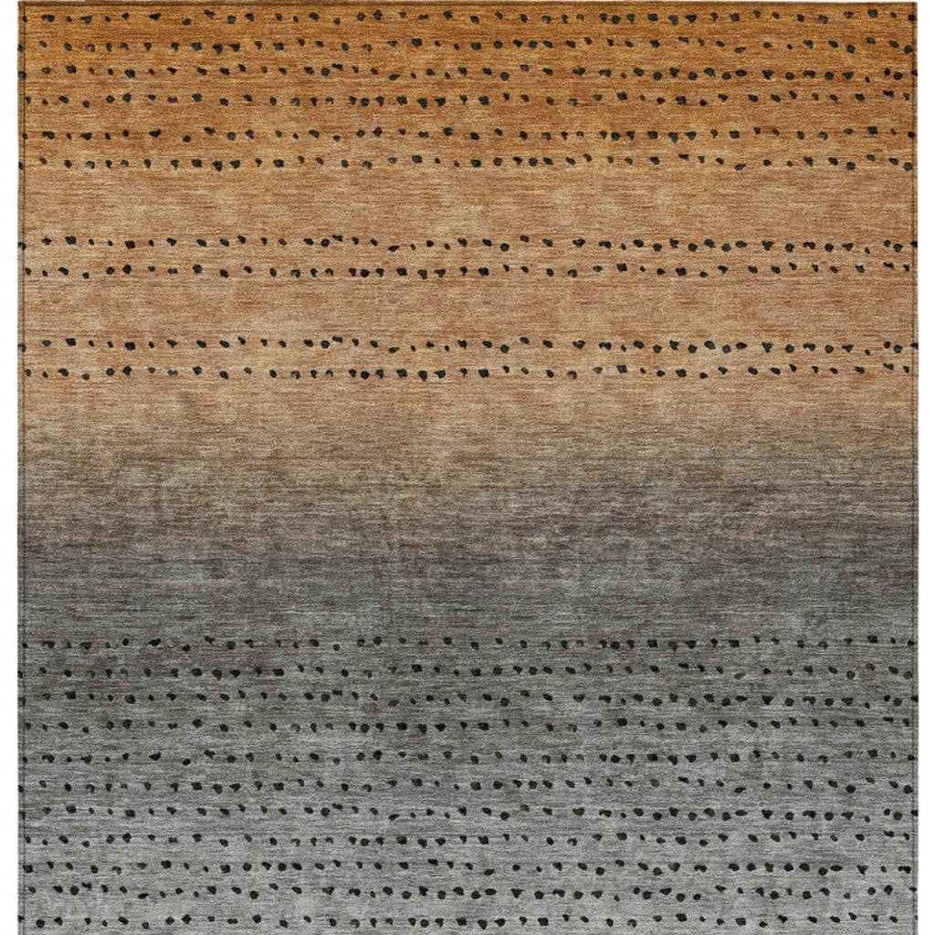 8' X 10' Copper And Gray Abstract Washable Indoor Outdoor Area Rug