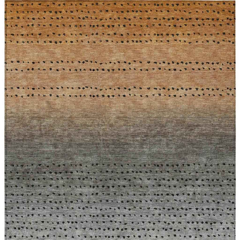 8' X 10' Copper And Gray Abstract Washable Indoor Outdoor Area Rug