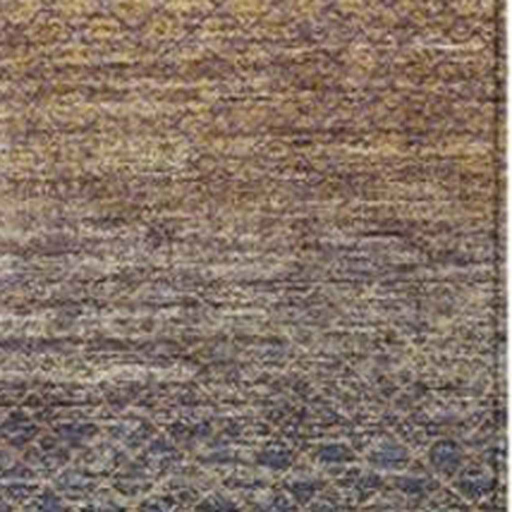 8' X 10' Eggplant And Brown Geometric Washable Indoor Outdoor Area Rug