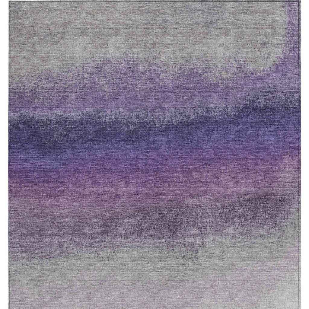 10' X 14' Lavender And Gray Ombre Washable Indoor Outdoor Area Rug