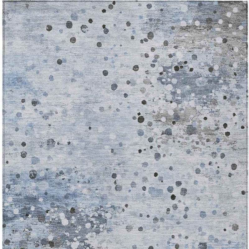 8' X 10' Sky Blue And Gray Abstract Washable Indoor Outdoor Area Rug