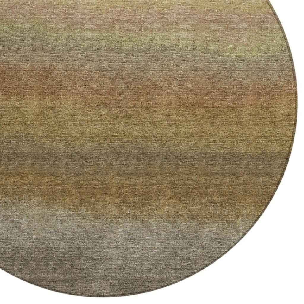 8' Taupe And Beige Round Ombre Washable Indoor Outdoor Area Rug
