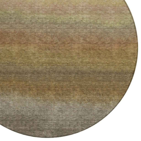 8' Taupe And Beige Round Ombre Washable Indoor Outdoor Area Rug