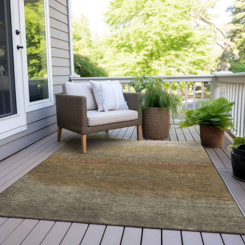 5' X 8' Taupe And Beige Ombre Washable Indoor Outdoor Area Rug