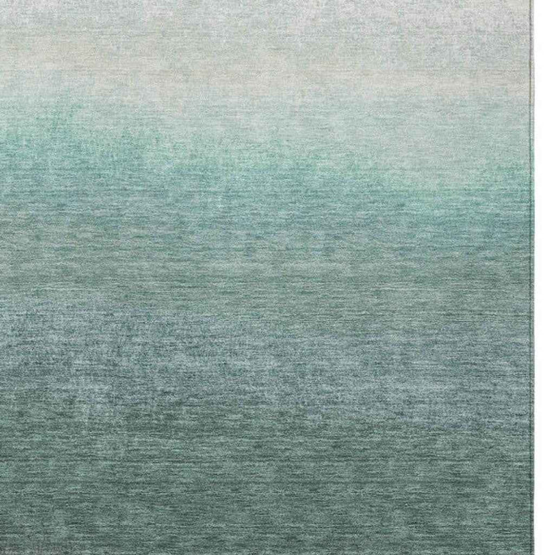 8' X 10' Pale Aqua And Gray Ombre Washable Indoor Outdoor Area Rug