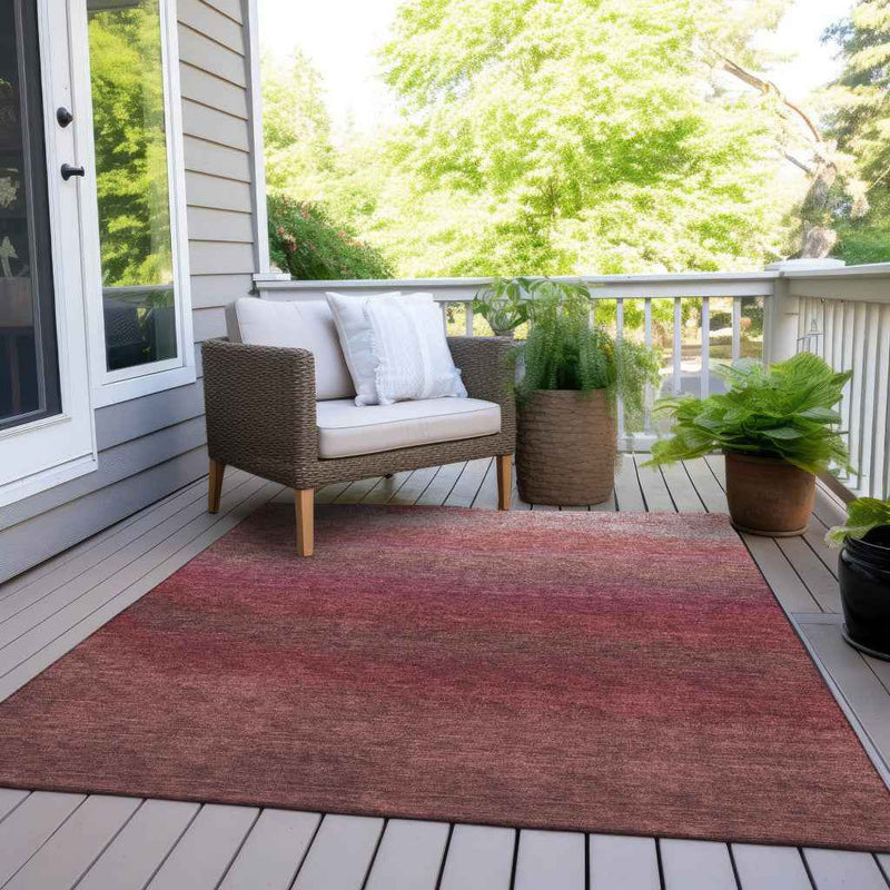 5' X 8' Red And Blush Ombre Washable Indoor Outdoor Area Rug