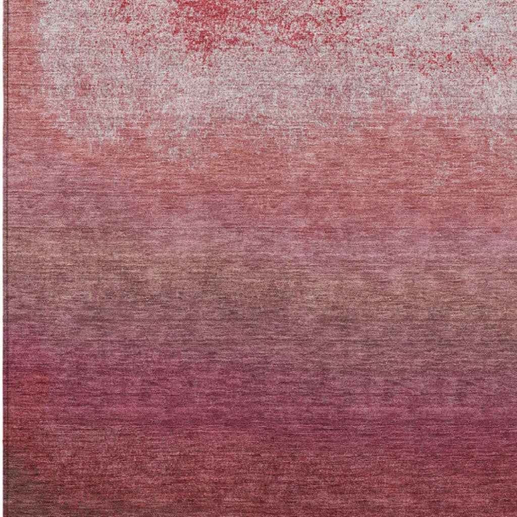 8' X 10' Red And Blush Ombre Washable Indoor Outdoor Area Rug