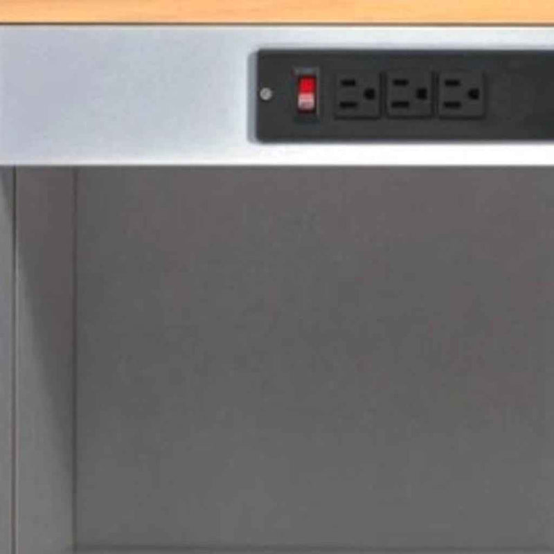 33" Gray Wood Rolling Kitchen Island With Storage