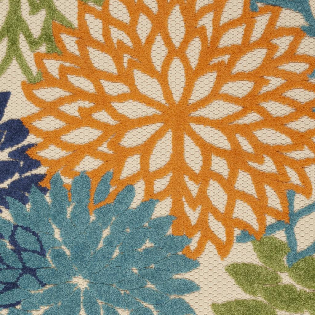 3' X 4' Ivory And Blue Indoor Outdoor Area Rug - Outdoor