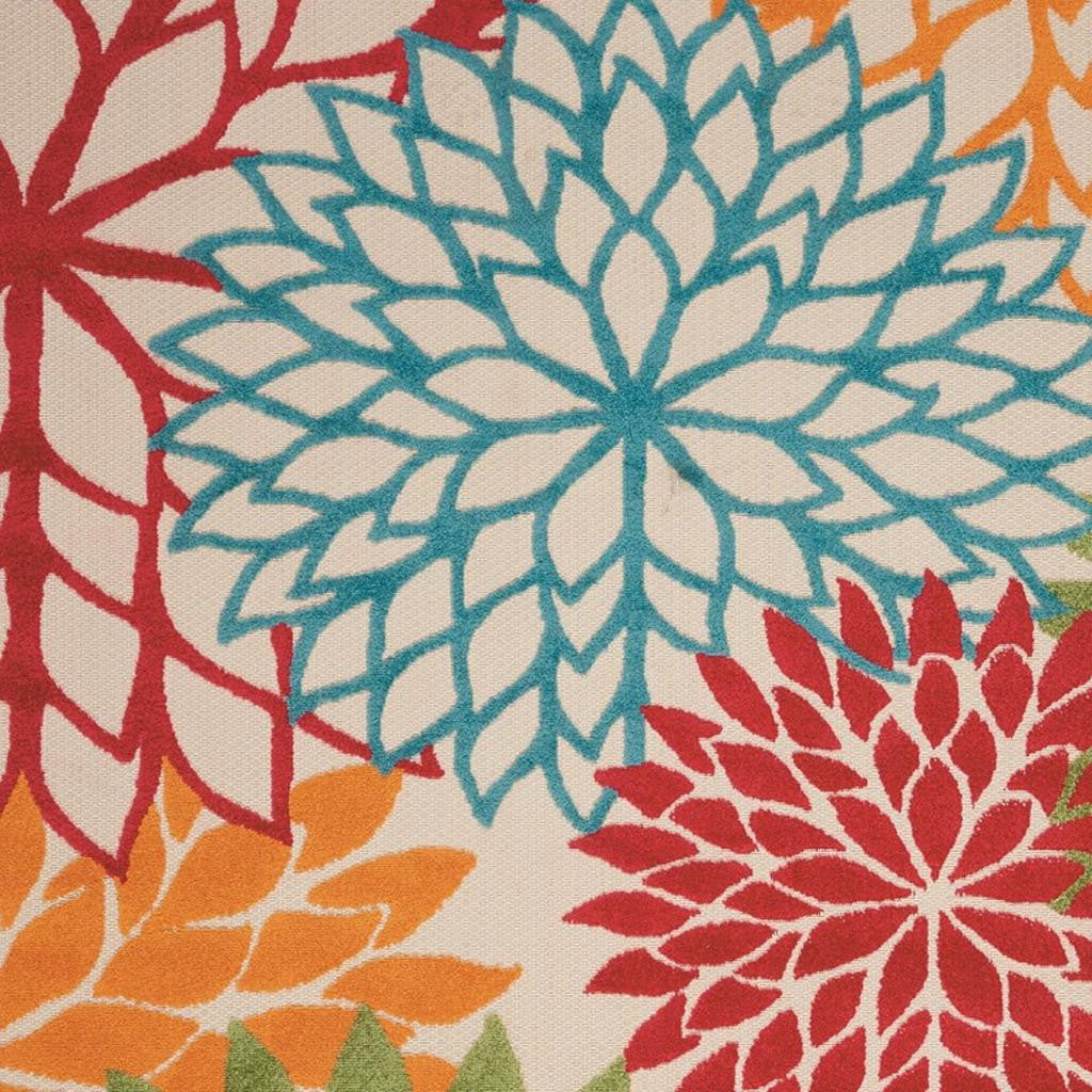 4' X 6' Green And Ivory Floral Indoor Outdoor Area Rug - Outdoor