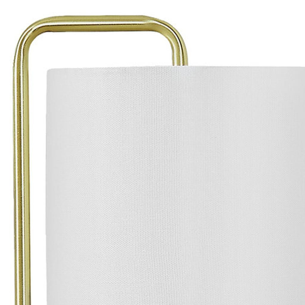 20" Gold and White Marble Round Arched Table Lamp With Ivory Drum Shade - Lighting