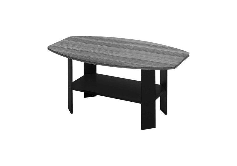 Set of Three 36" Gray And Black Wood Coffee Table With Shelf