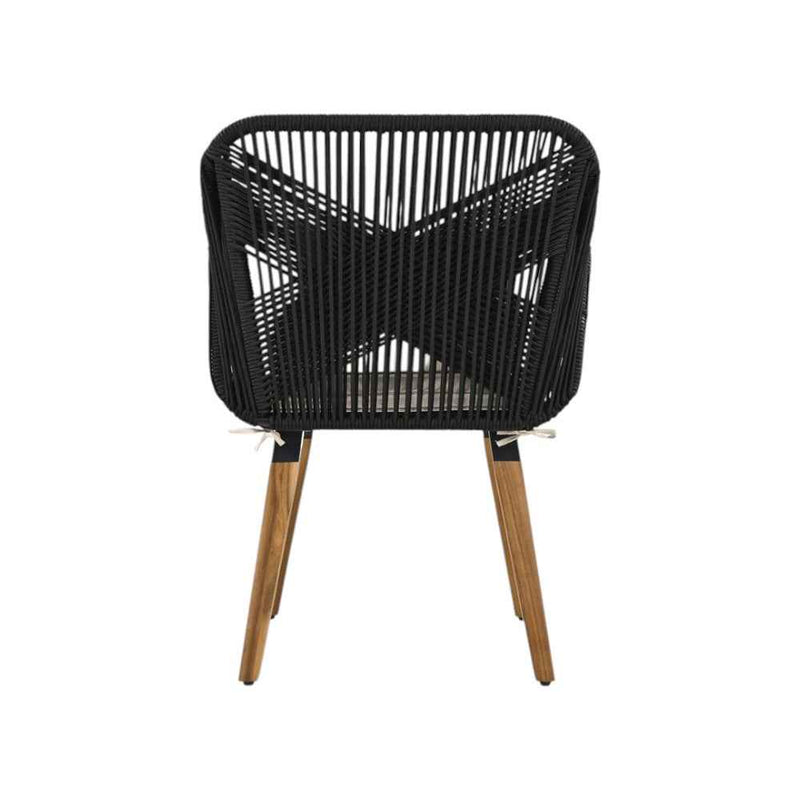 Five Piece Black and Beige Wicker Upholstered Cushions Two Person Seating Group With Table