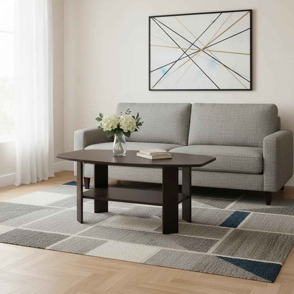 Set of Three 36" Brown Coffee Table With Shelf