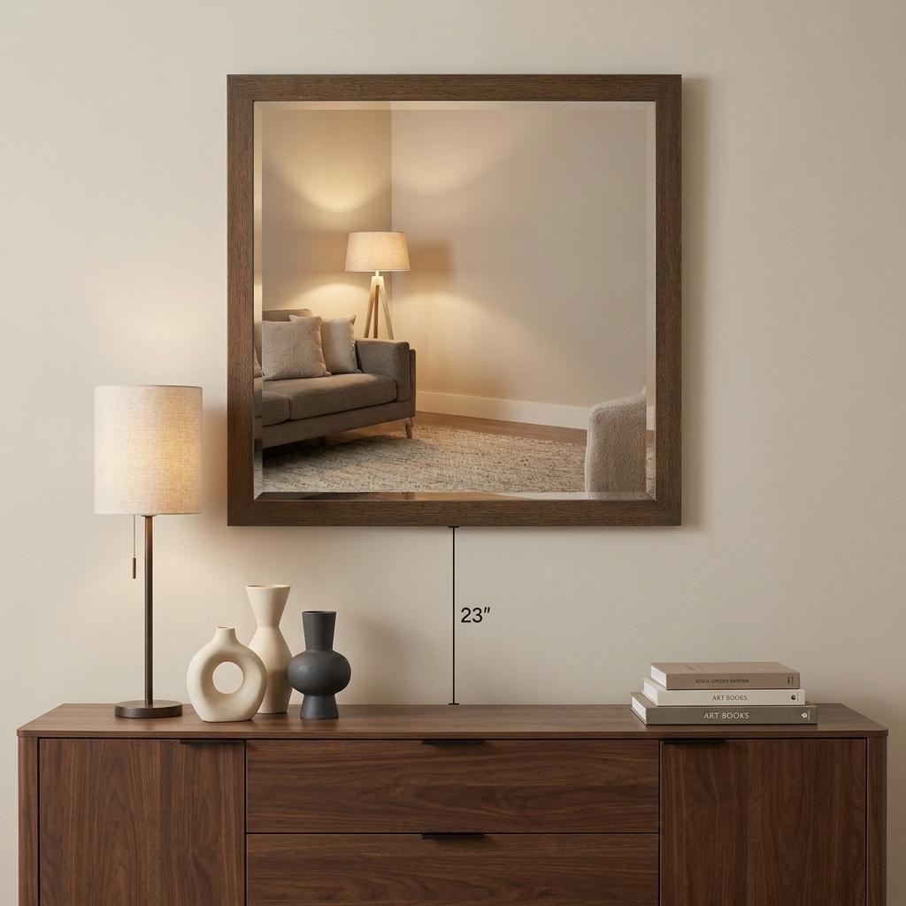 40" Square Wood Framed Accent Mirror - Bed & Bath