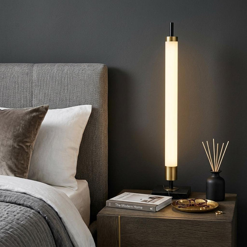 30" Black Marble Metal Standard Table Lamp - Lighting