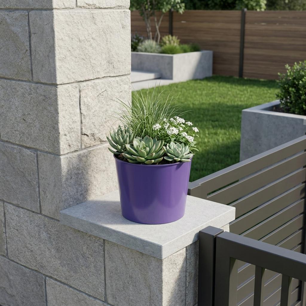 7" Navy Blue Recycled Plastic Indoor Outdoor Round Pot Planter - Sports & Outdoor