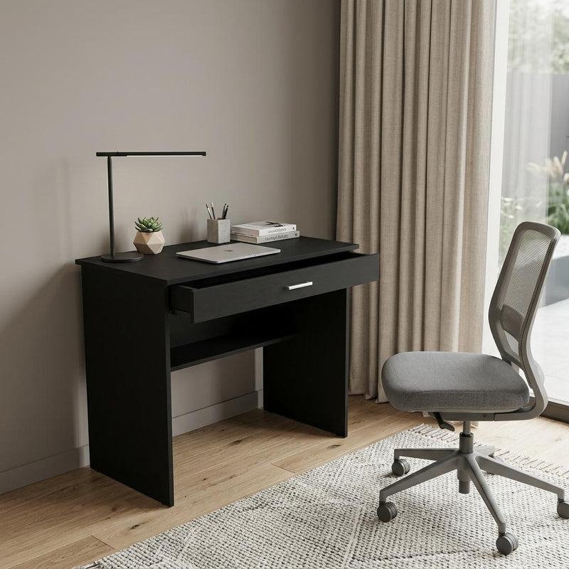 32" Black Wood Computer Desk With Drawer - Office