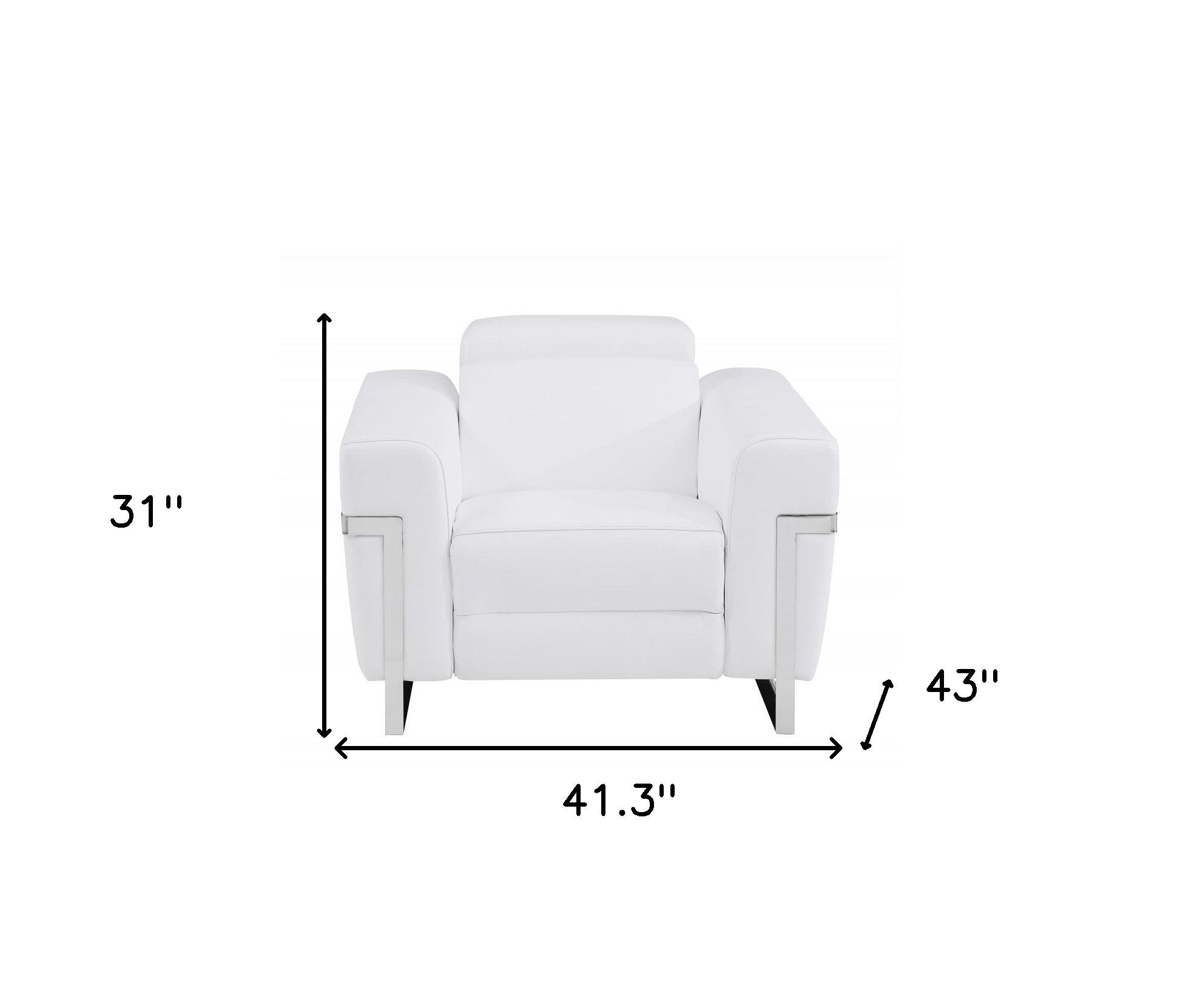 41" White Italian Leather Power Recliner Chair - Living Room