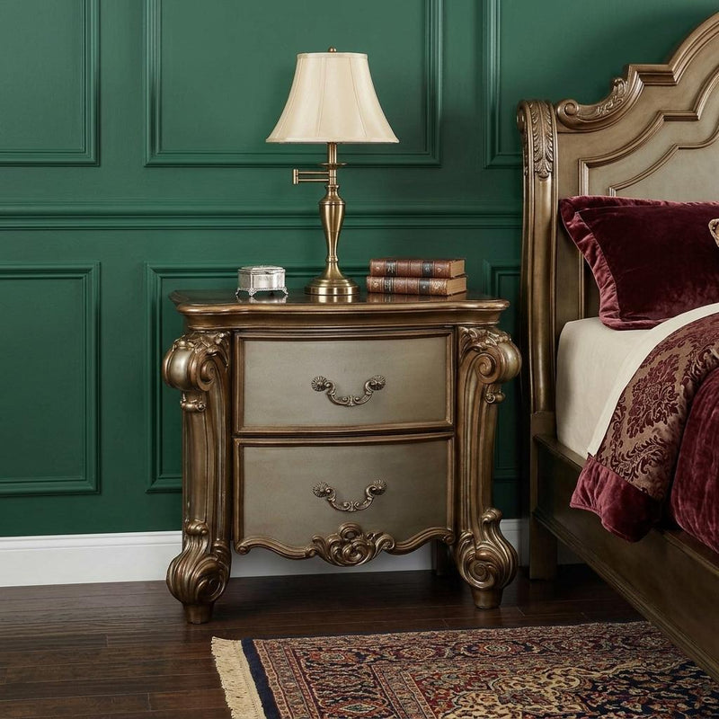 30" Bone Wood Two Drawer Nightstand - Bed & Bath