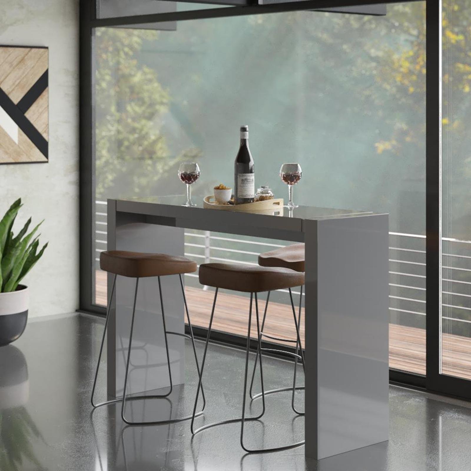 60" Gray Rectangular Wood Bar Height Bar Table - Living Room