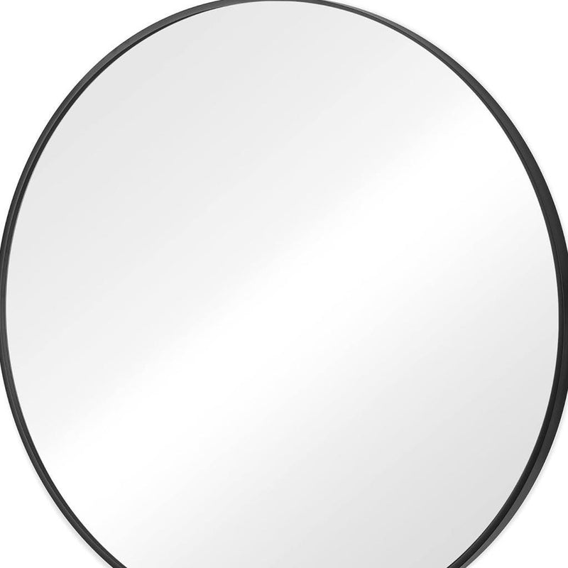 20-inch round mirror with black metal edge frame
