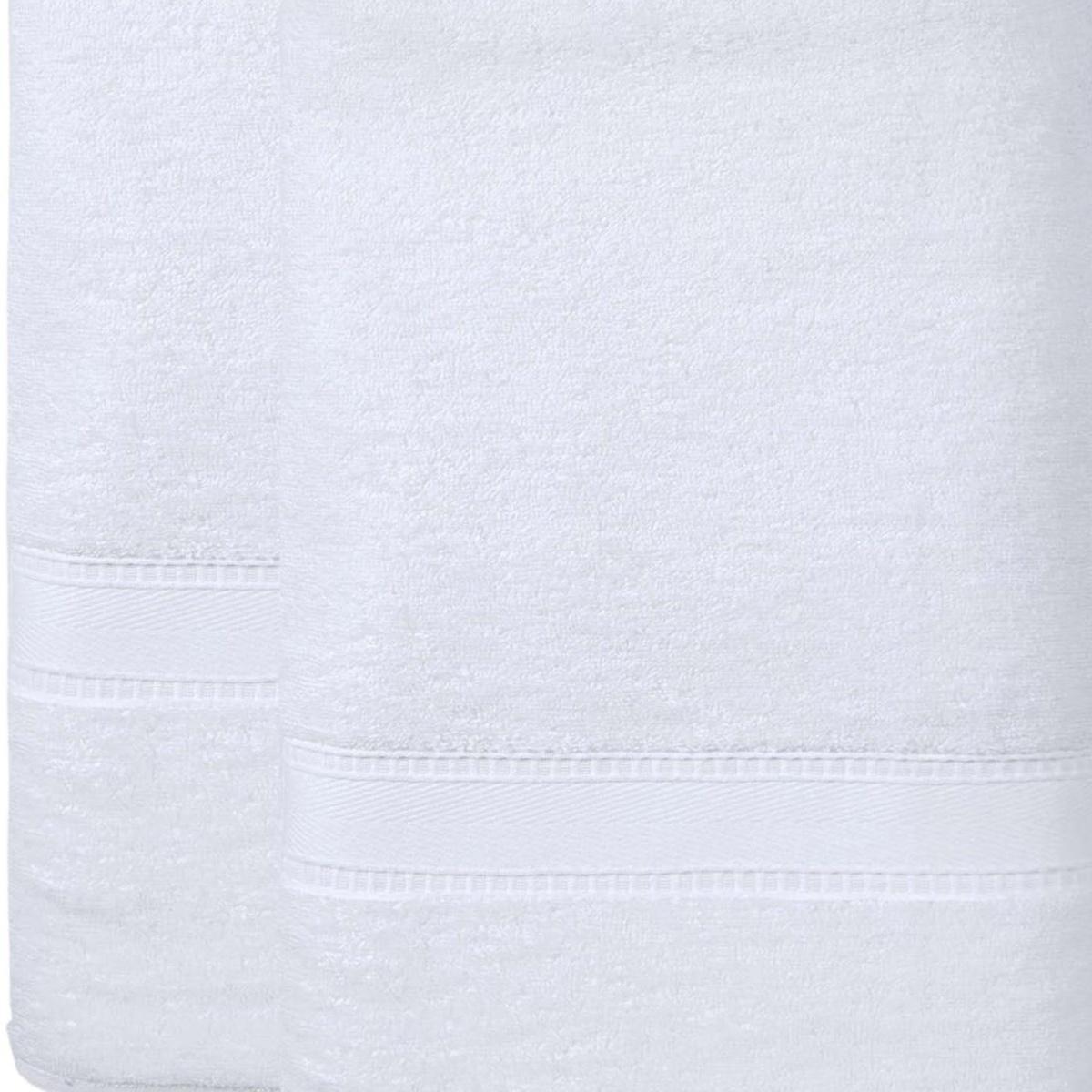 Set of two white Turkish cotton bath sheets, 40x60, folded with stitched hems.