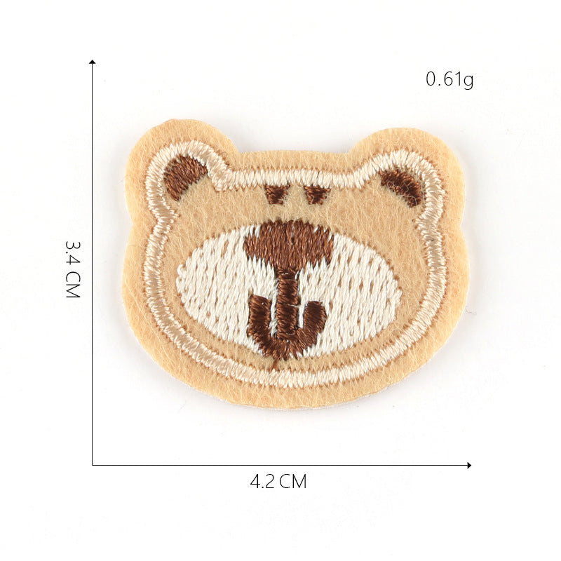 Embroidered patch cartoon animal bear flower DIY children's clothing accessories sewing ironing patch stickers jewelry patch