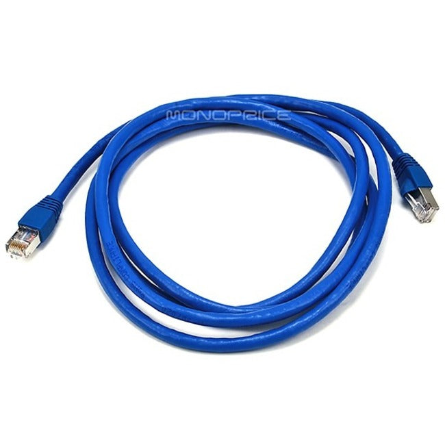 Monoprice 7FT 24AWG Cat6A 500MHz STP Ethernet Bare Copper Network Cable - Blue Default Title