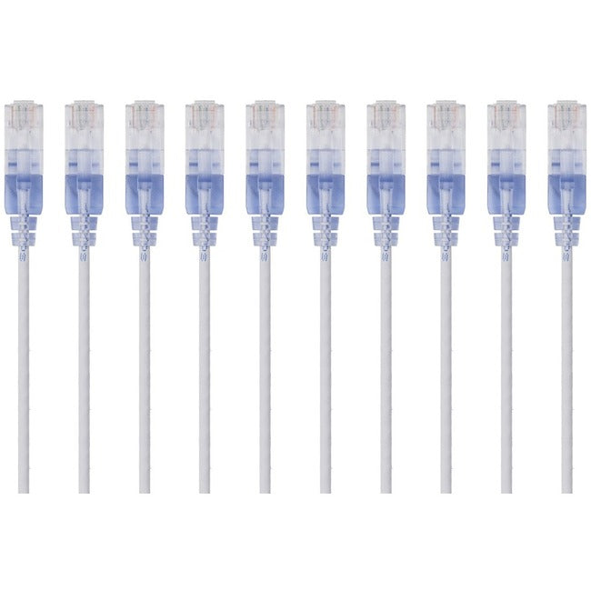 Monoprice 10-Pack, SlimRun Cat6A Ethernet Network Patch Cable, 1ft White - Computers & Electronics