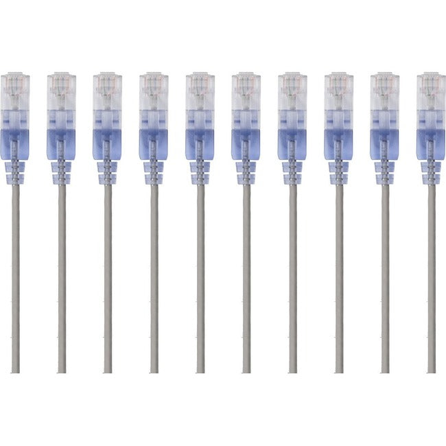 Monoprice 10-Pack, SlimRun Cat6A Ethernet Network Patch Cable, 5ft Gray - GreatEagleInc