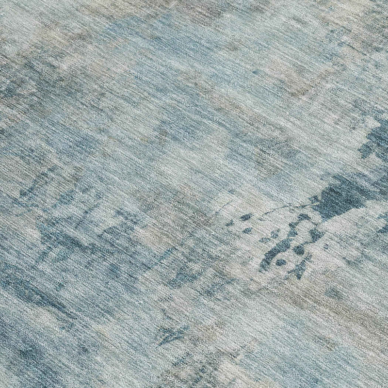 8' X 10' Teal Blue And Beige Abstract Washable Indoor Outdoor Area Rug