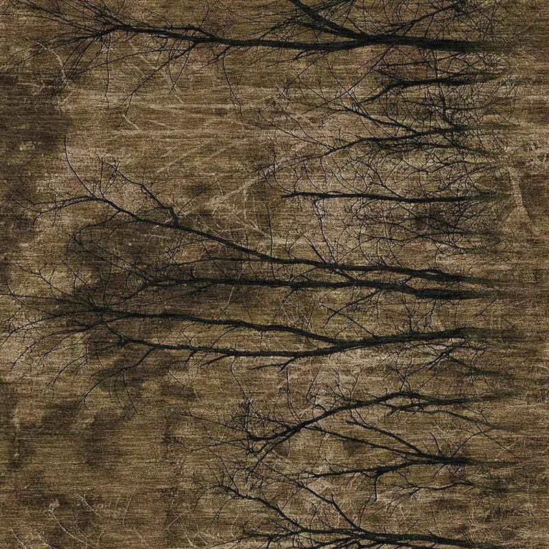 9' X 12' Brown And Charcoal Floral Washable Indoor Outdoor Area Rug