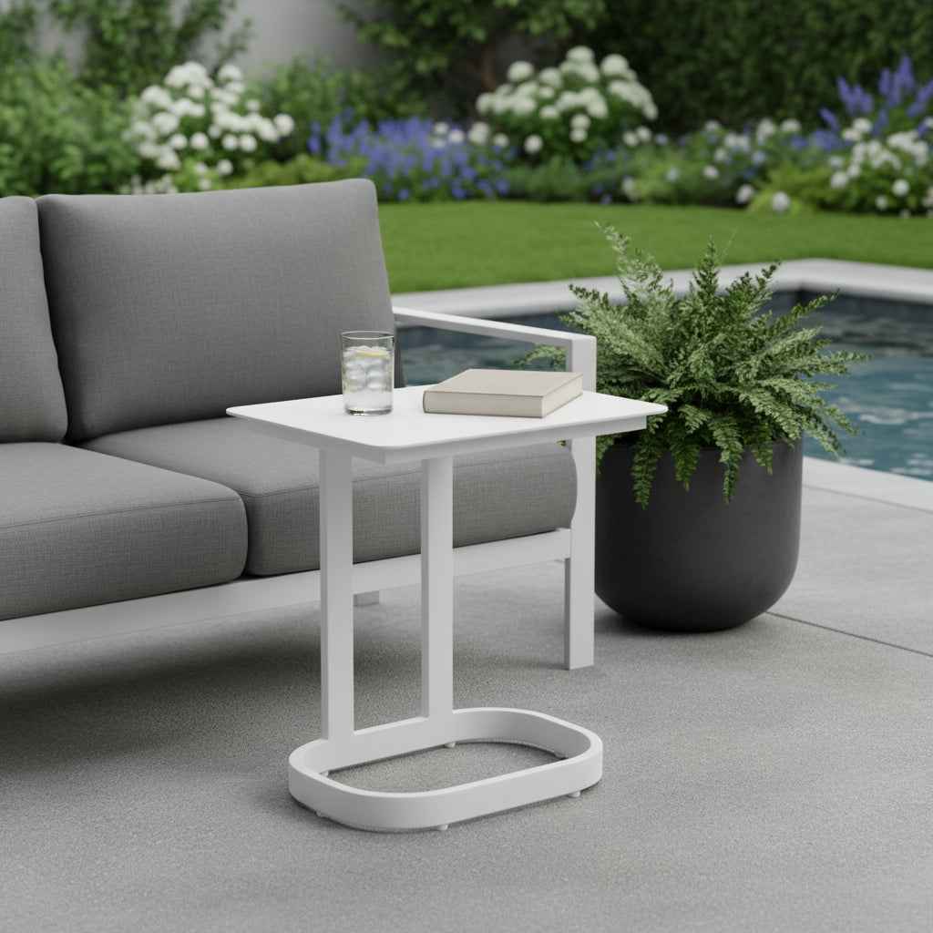 24" White Aluminum Pedestal End Table