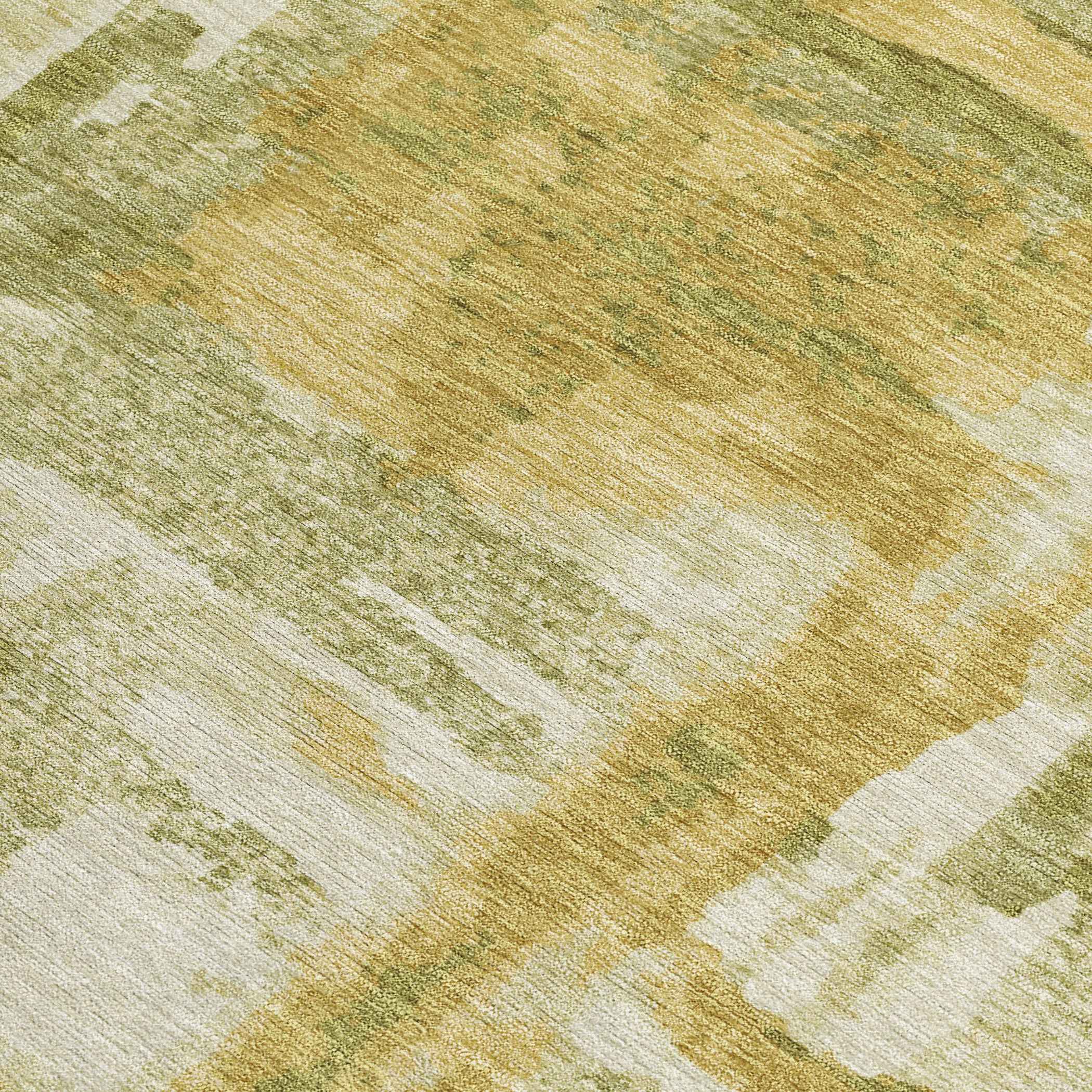 8' X 10' Artichoke Green And Gold Abstract Washable Indoor Outdoor Area Rug Default Title