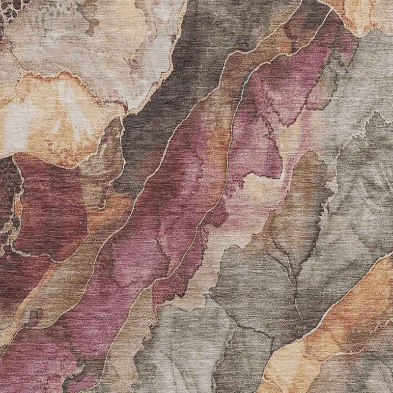 3' X 5' Khaki And Blush Floral Washable Indoor Outdoor Area Rug