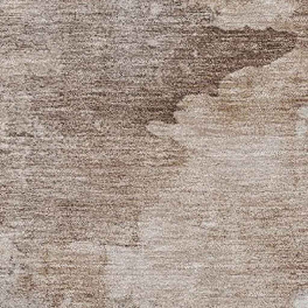 3' X 5' Taupe And Ivory Abstract Washable Indoor Outdoor Area Rug