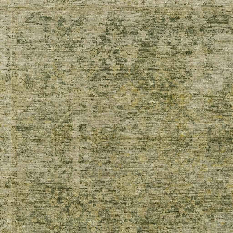 3' X 5' Green And Gold Abstract Washable Indoor Outdoor Area Rug