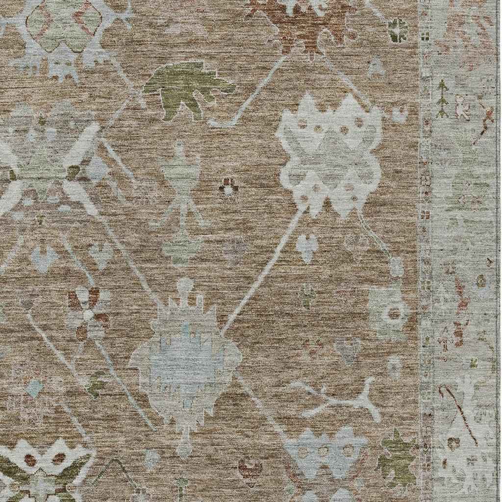 3' X 5' Brown And Gray Tribal Washable Indoor Outdoor Area Rug