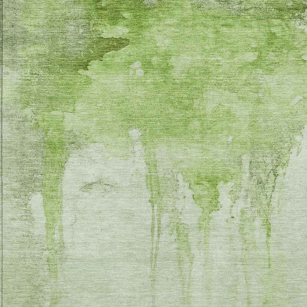 5' X 8' Artichoke Green And Ivory Abstract Washable Indoor Outdoor Area Rug