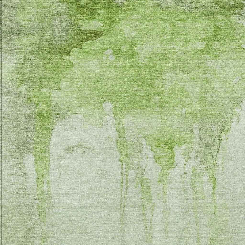 5' X 8' Artichoke Green And Ivory Abstract Washable Indoor Outdoor Area Rug