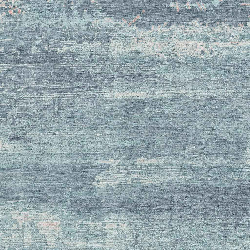 10' X 14' Teal Blue And Ivory Abstract Washable Indoor Outdoor Area Rug