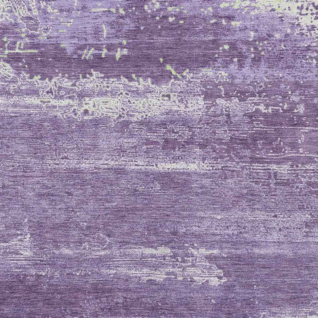 8' X 10' Purple And Ivory Abstract Washable Indoor Outdoor Area Rug