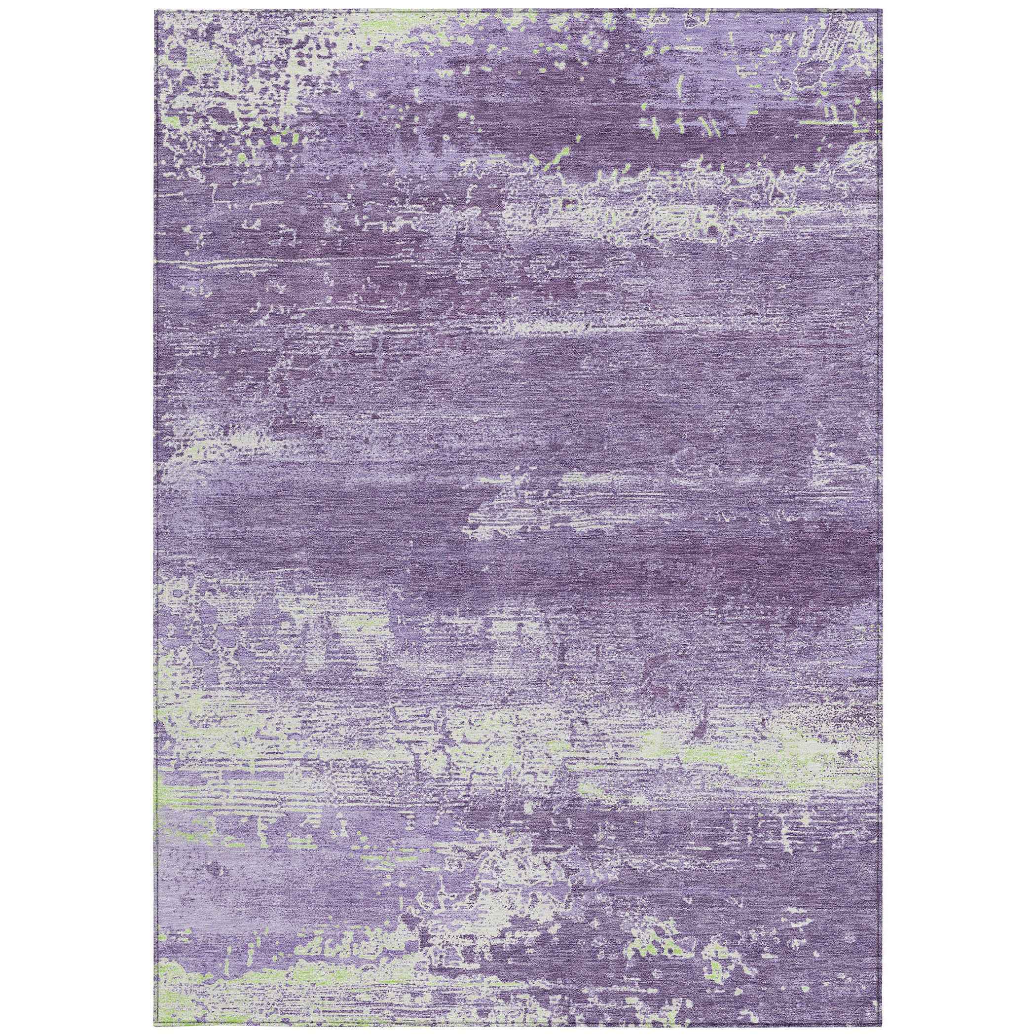 8' X 10' Purple And Ivory Abstract Washable Indoor Outdoor Area Rug