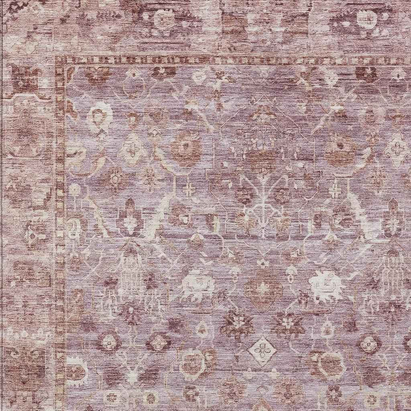 8' X 10' Blush Pink And Ivory Oriental Washable Indoor Outdoor Area Rug