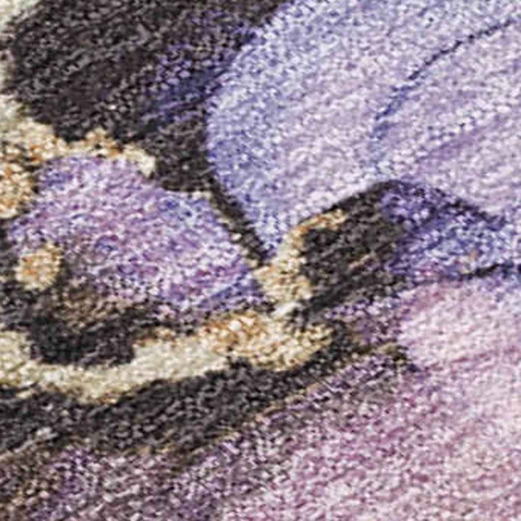 5' X 8' Lavender And Beige Abstract Washable Indoor Outdoor Area Rug