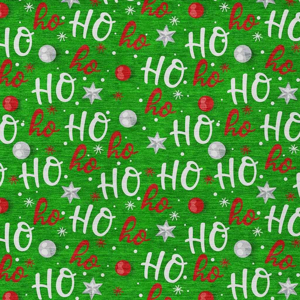 9' X 12' Green White And Red Polka Dot Washable Indoor Outdoor Area Rug