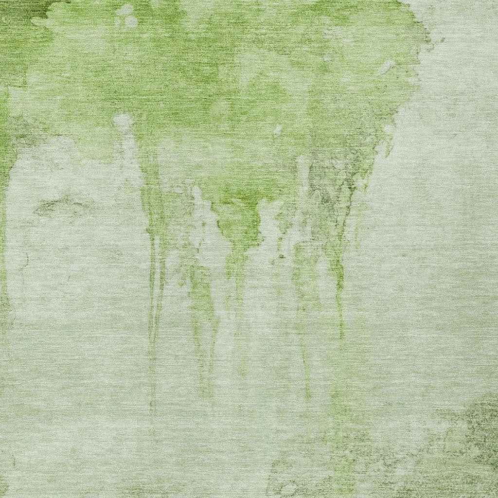 3' X 5' Artichoke Green And Ivory Abstract Washable Indoor Outdoor Area Rug