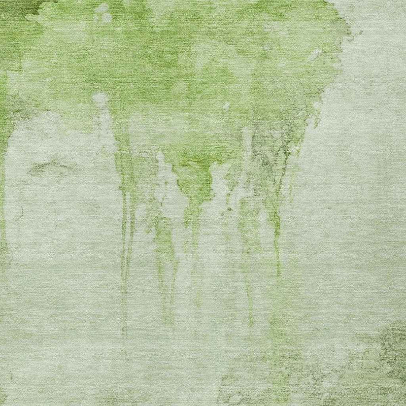 3' X 5' Artichoke Green And Ivory Abstract Washable Indoor Outdoor Area Rug